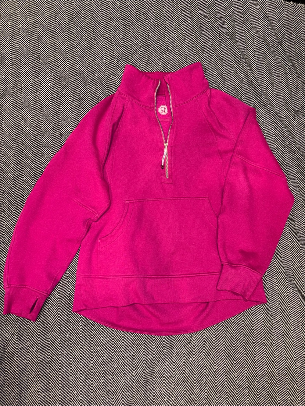 lululemon athletica Hot Pink Quarter-Zip Cowl Pullover